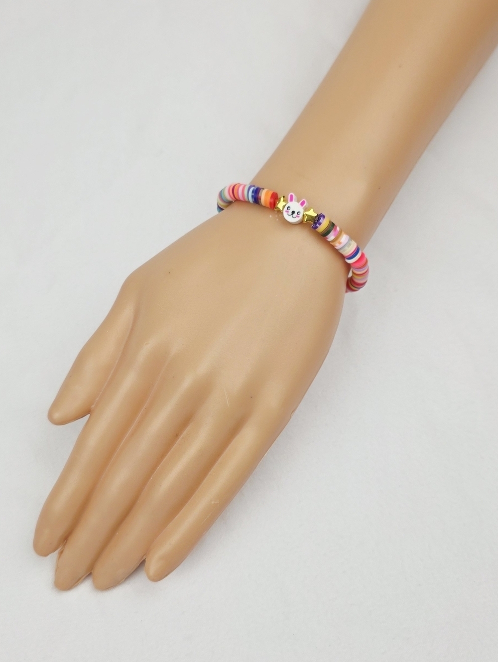 Handmade Clay Bead Multi Color Bunny Bracelet